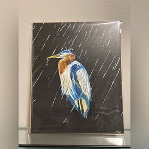 “Persistence” Heron in Rain 8x10 Art Print by Louisiana Artist Brandon Payne